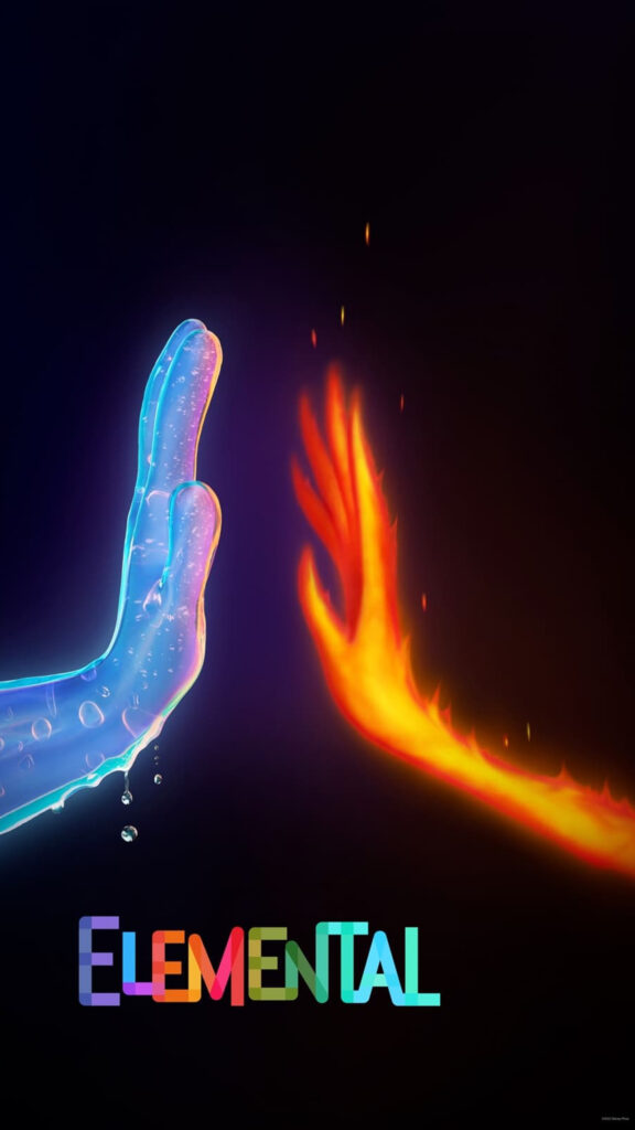 Elemental Abstract Water and Fire Hands Mobile Wallpaper