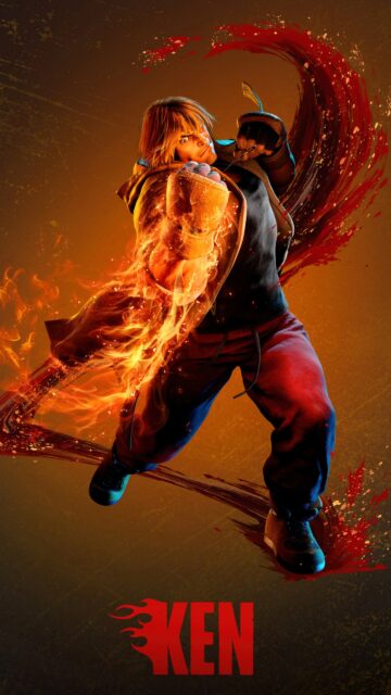 Ken Masters Flaming Shoryuken Street Fighter 6 Mobile Wallpaper