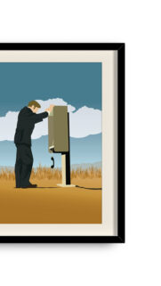 Minimalist Man at Payphone Mobile Wallpaper
