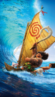 Moana and Maui Sailing the Ocean Mobile Wallpaper