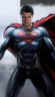 Superman Cinematic Dark Suit Heroic Mobile Wallpaper