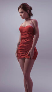Portrait of a Woman in a Red Dress 4K Mobile Wallpaper