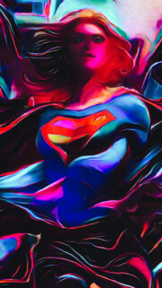 Vibrant Neon Supergirl Stylized Portrait Mobile Wallpaper