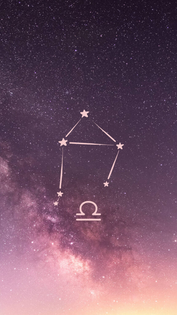 Aesthetic Libra Zodiac Constellation and Symbol Minimalist Phone Wallpaper