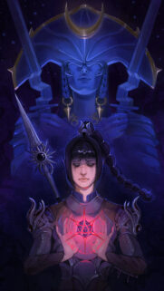 Dark Fantasy Half-Elf Priestess Phone Wallpaper
