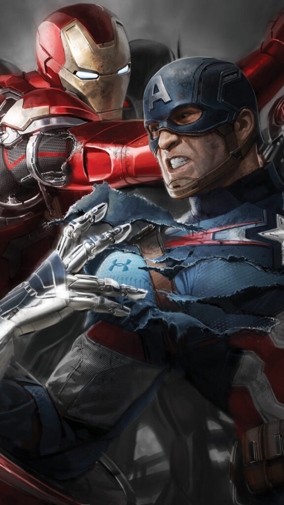 Marvel Civil War Iron Man and Captain America Mobile Wallpaper