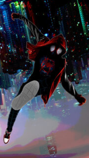 Spider-Man in Red Hoodie Silhouette Mobile Wallpaper