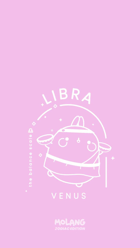 Cute Libra Zodiac Sign Aesthetic with Molang Character Wallpaper