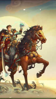 Fantasy Warrior on Horseback with Glowing Skull Mobile Wallpaper