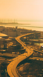 Golden Hour Highway Overpass Urban Mobile Wallpaper