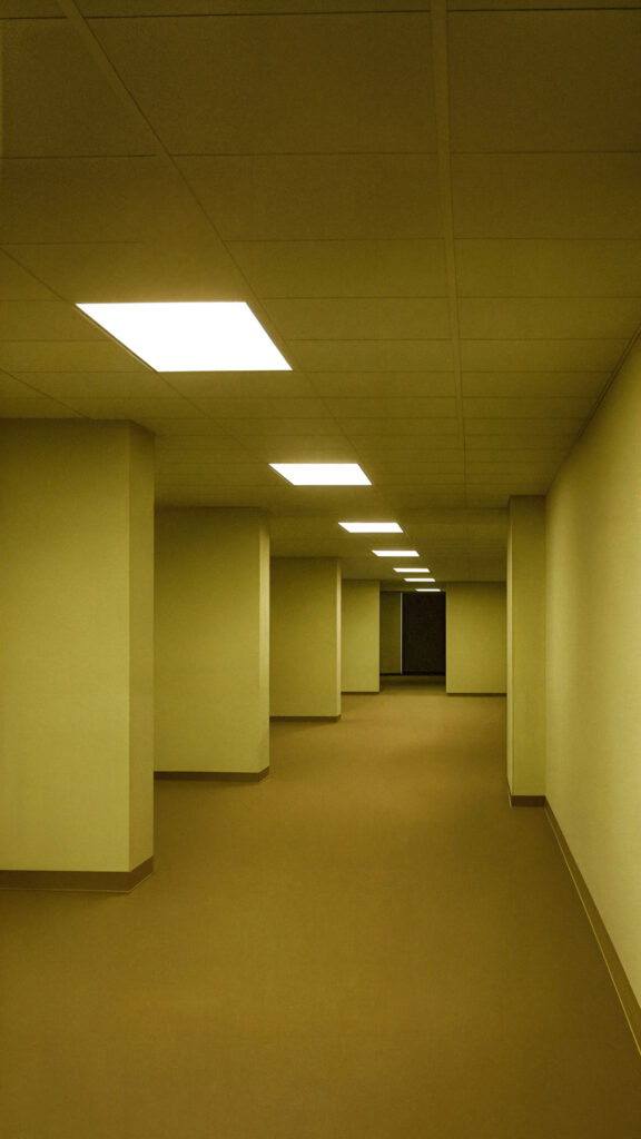 Liminal Space Yellow Hallway Aesthetic Mobile Wallpaper