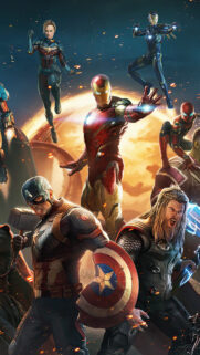 Marvel Avengers Action Scene Art Mobile Wallpaper