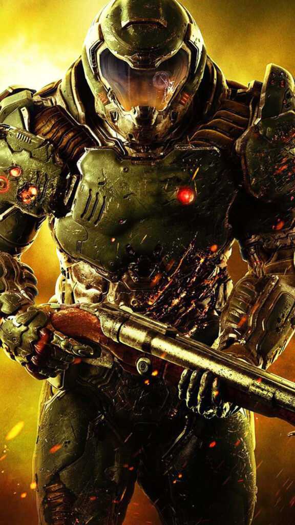 Doom Slayer Green Tactical Armor Mobile Wallpaper
