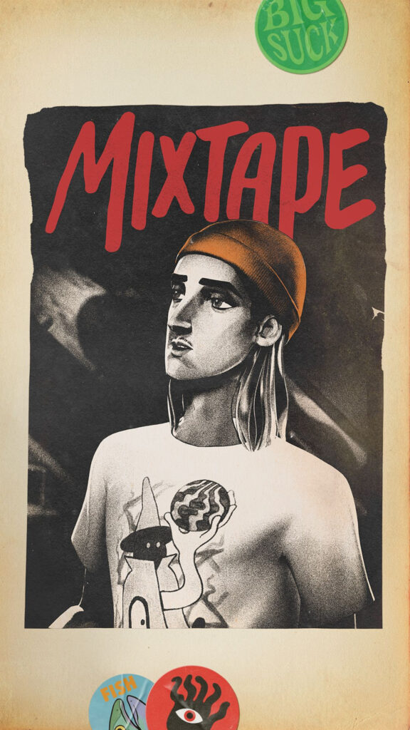 Grungy Illustrative Mixtape Character Mobile Wallpaper