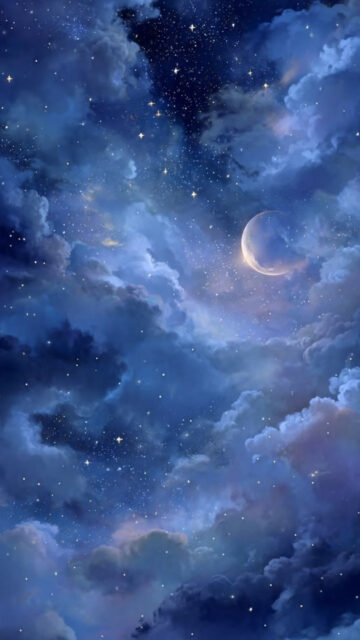 Crescent Moon Celestial Sky Aesthetic Spiritual Energy Wallpaper