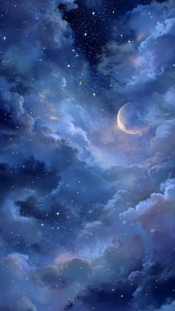 Crescent Moon Celestial Sky Aesthetic Spiritual Energy Wallpaper