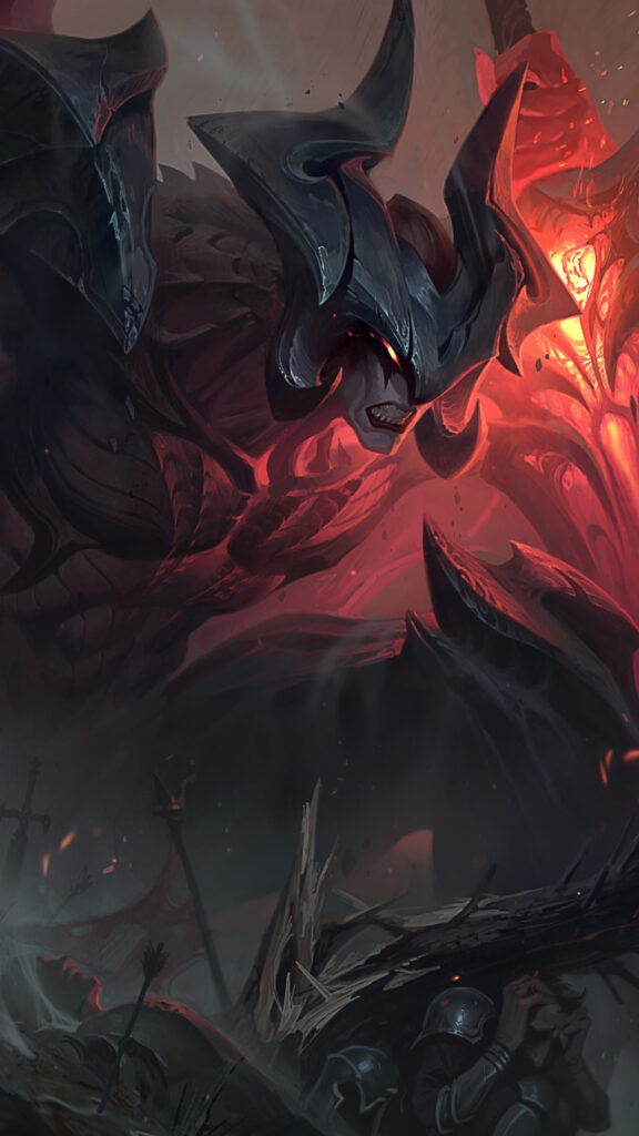 Aatrox League of Legends Demon Warrior Dark Fantasy Mobile Wallpaper