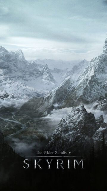The Elder Scrolls V Skyrim Snowy Mountain Landscape Mobile Wallpaper