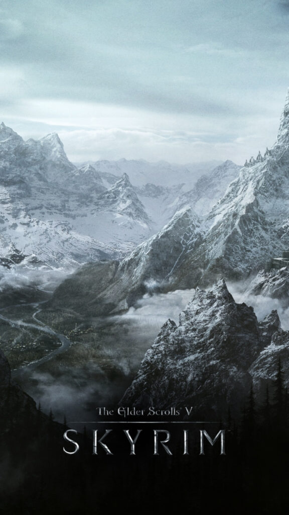 The Elder Scrolls V Skyrim Snowy Mountain Landscape Mobile Wallpaper