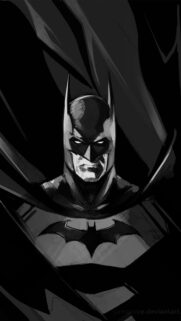 Grayscale Batman Dark Knight Hero Portrait Mobile Wallpaper