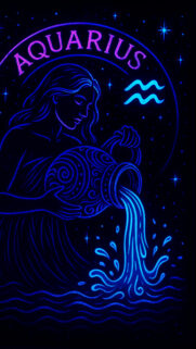 Aquarius Zodiac Celestial Aesthetic Neon Blue Art Phone Wallpaper