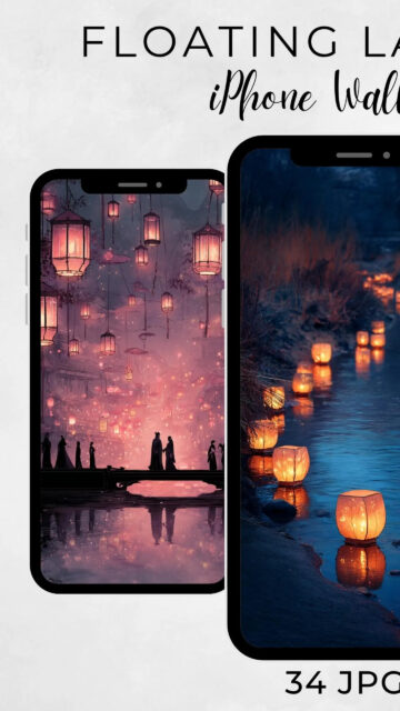 Enchanting Floating Lanterns Fantasy Night iPhone Wallpaper