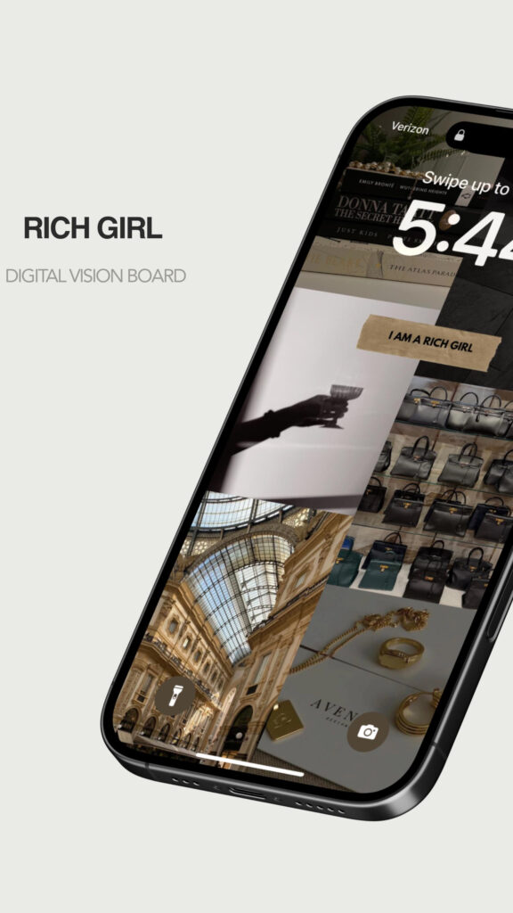 Rich Girl Aesthetic Vision Board for Wealth and Luxury Manifestation Wallpaper
