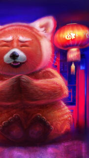 Meditating Red Panda in Chinese New Year Aesthetic Mobile Wallpaper