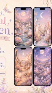 Enchanted Crystal Magic and Lunar Energy Manifestation Aesthetic Phone Wallpaper