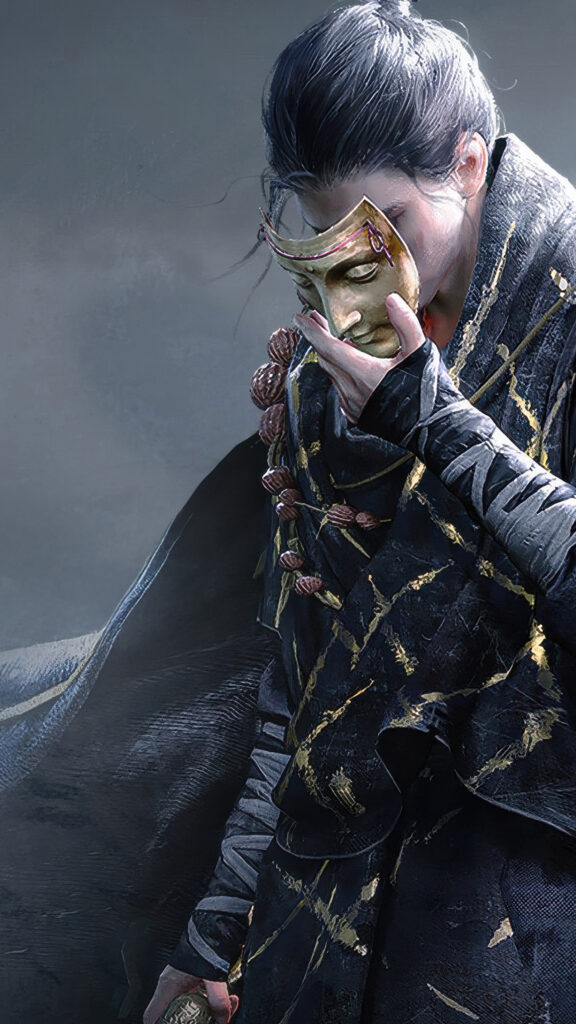 Mysterious Wuxia Warrior Masked Mobile Wallpaper