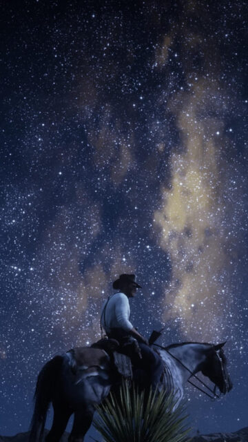 Arthur Morgan Riding Under Stars Mobile Wallpaper