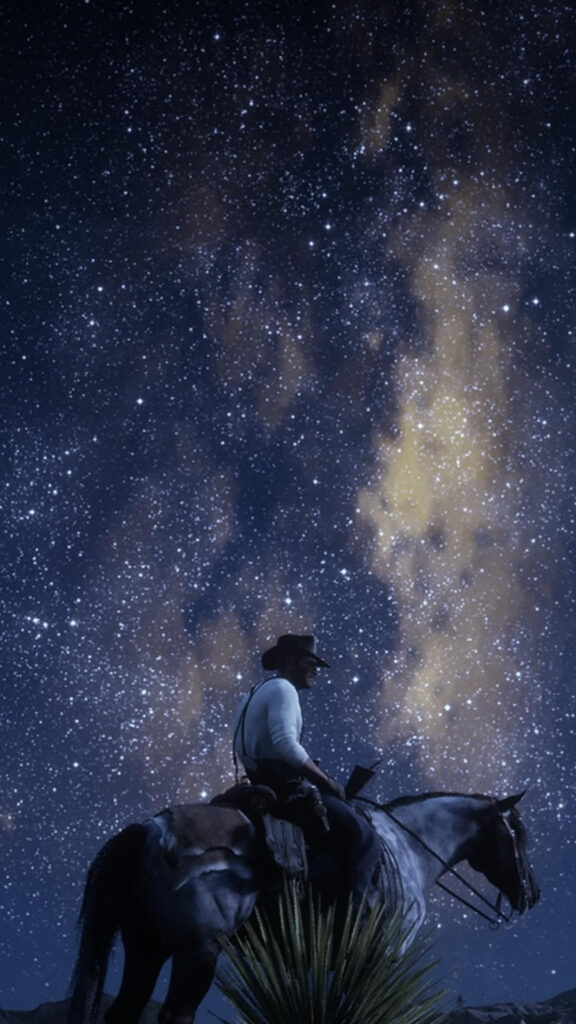 Arthur Morgan Riding Under Stars Mobile Wallpaper
