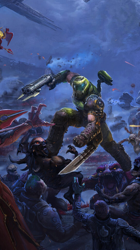 Doom Slayer Combat Action Mobile Wallpaper