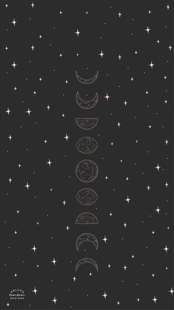 Minimalist Pink Moon Phase Spiritual Celestial Energy Phone Wallpaper