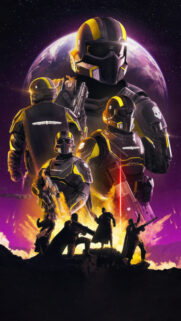 Helldivers 2 Sci-Fi Soldier Squad Mobile Wallpaper