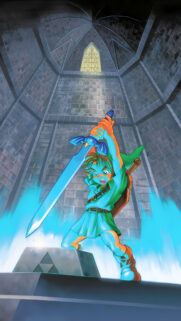 Link Drawing the Master Sword Vertical Mobile Wallpaper