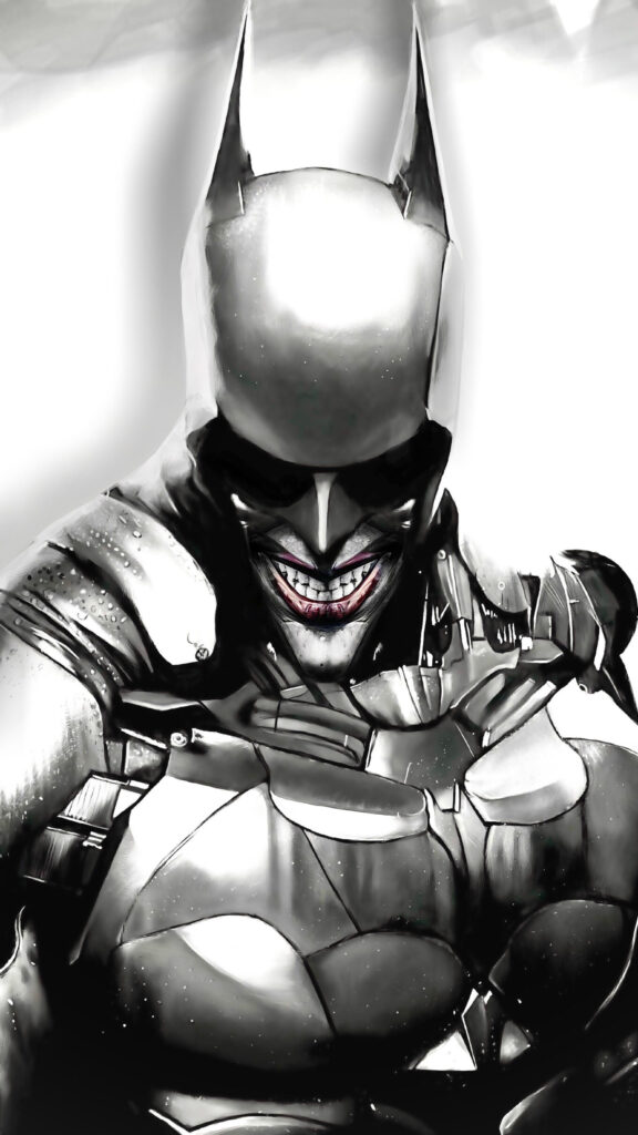 Batman Joker Fusion Monochrome Digital Art Mobile Wallpaper