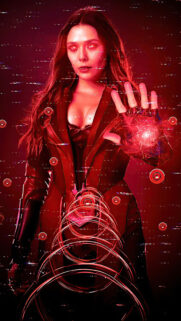 Elizabeth Olsen as Scarlet Witch Red Cinematic Mobile Wallpaper