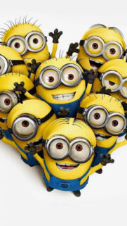 Joyful Minions Group Vertical Phone Wallpaper