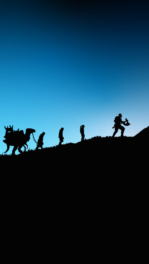 God of War Kratos and Atreus Silhouette Mobile Wallpaper