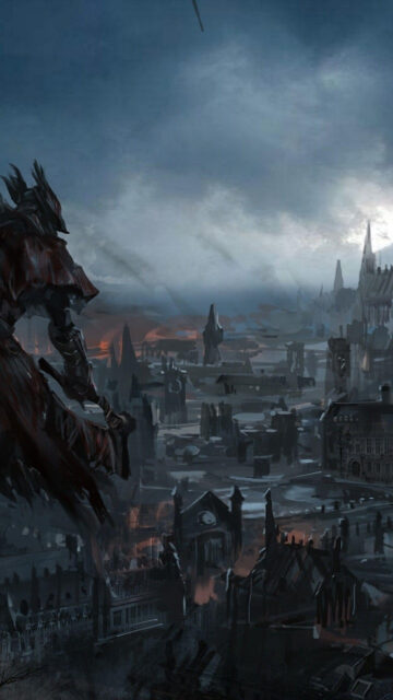 Dark Gothic Hunter Skyline Mobile Wallpaper