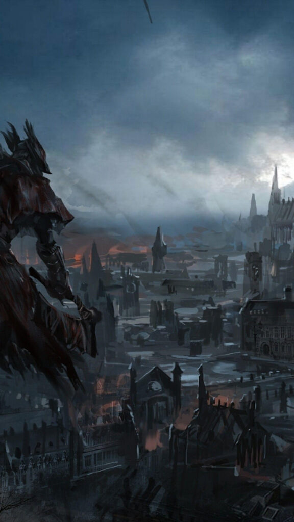 Dark Gothic Hunter Skyline Mobile Wallpaper