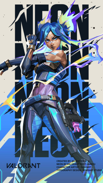 Neon Valorant Stylized Digital Art Mobile Wallpaper