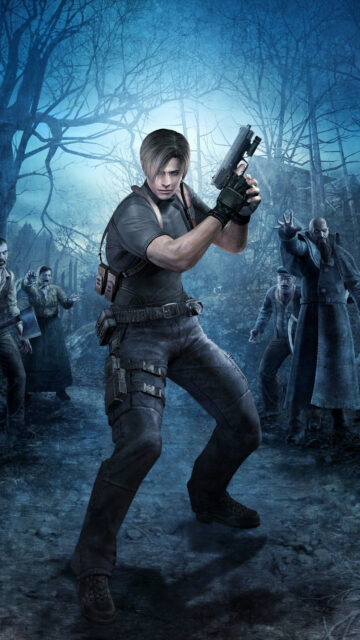 Leon Kennedy Fighting Ganados Mobile Wallpaper
