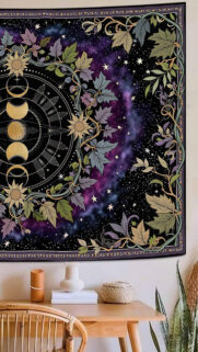 Mystical Moon Phase and Celestial Botanical Aesthetic Spiritual Wallpaper