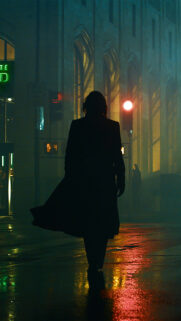 Neo Silhouette Rain Street Mobile Wallpaper