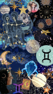 Gemini Zodiac Astrology Aesthetic Cosmic Art Phone Wallpaper