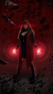 Scarlet Witch Red Energy Magical Aura Mobile Wallpaper
