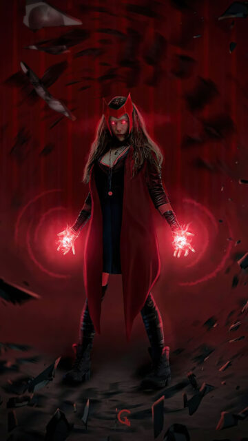 Scarlet Witch Red Energy Magical Aura Mobile Wallpaper