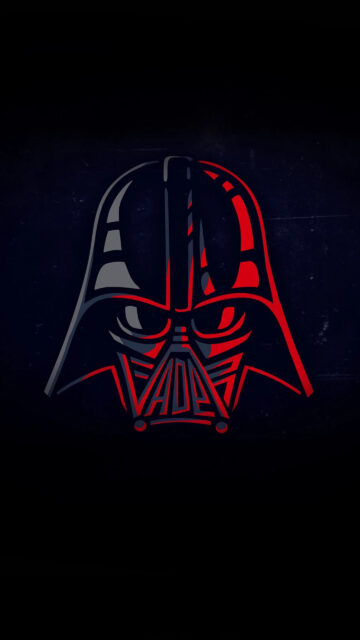 Minimalist Darth Vader Red and Grey Silhouette Mobile Wallpaper